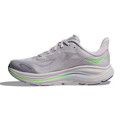 Hoka Clifton 10 Running Shoes Kid's (Ash Grey Neon Green)