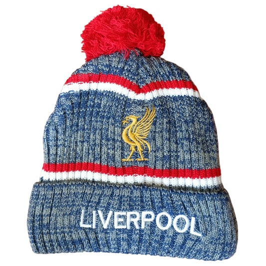 Liverpool FC Bobble Hat Unisex (Grey Red)
