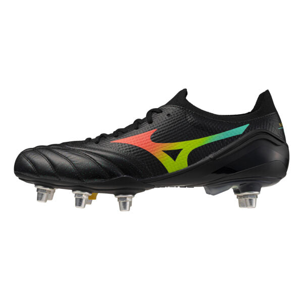 Mizuno Morelia Neo V Elite Soft Ground Rugby Boots Men's (Black Orange)