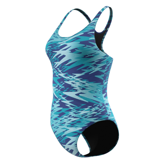 Speedo Hyperboom Print Medalist Swimsuit (Blue)