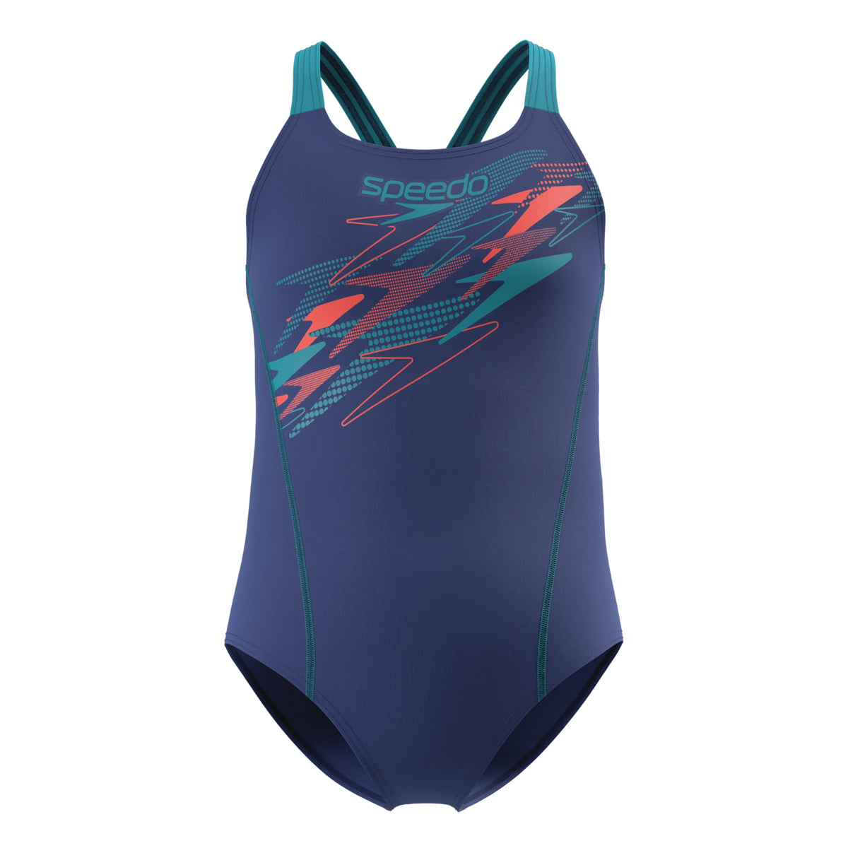 Speedo Medley Logo Medalist Swimsuit Girl's (Navy Blue)