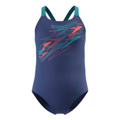 Speedo Medley Logo Medalist Swimsuit Girl's (Navy Blue)