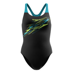 Speedo Medley Logo Medalist Swimsuit Women's (Black Green)