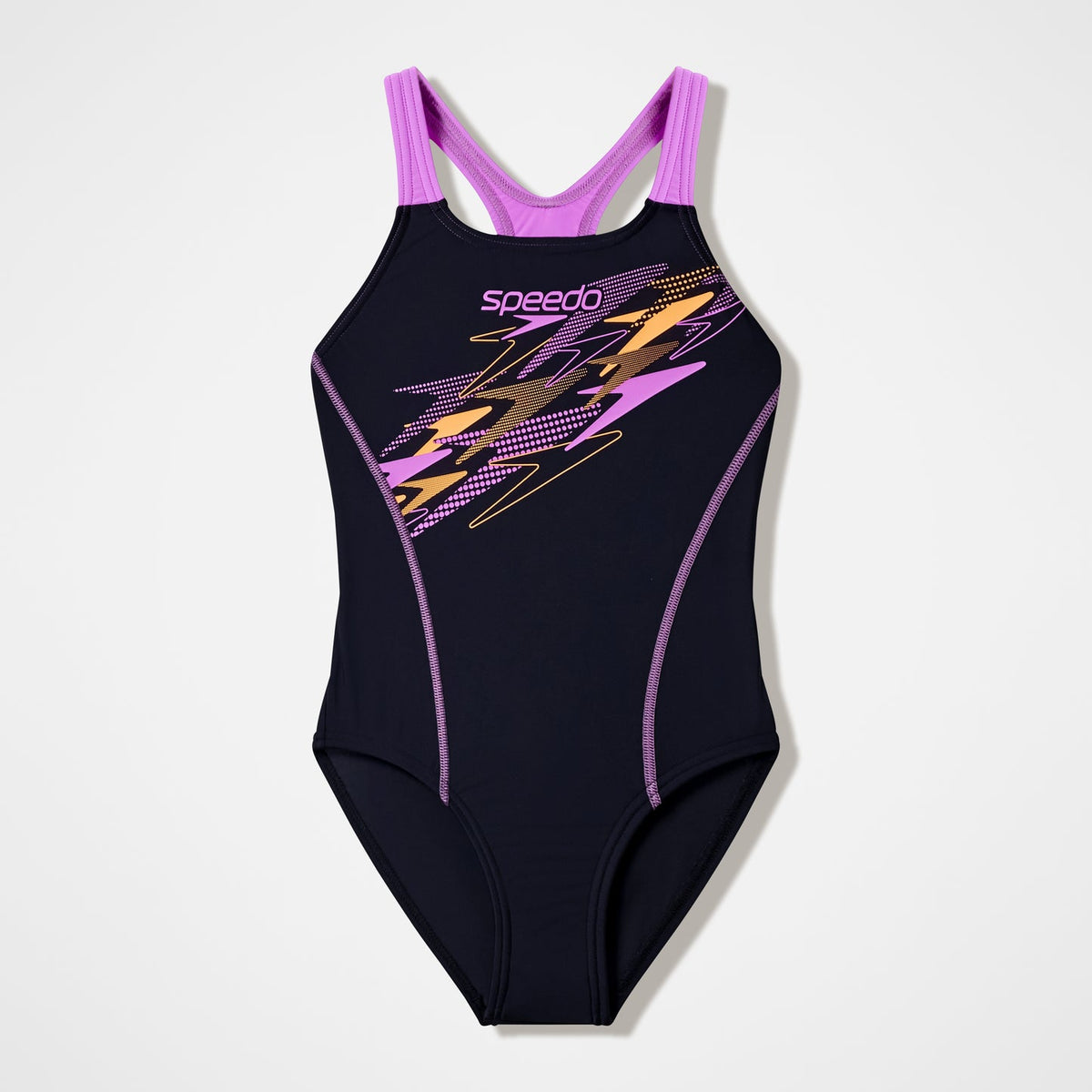Speedo Medley Logo Medalist Swimsuit Girls (Black Purple)