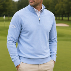 Callaway Quarter Zip Merino Wool Windproof Sweater Men's (Blue 488)