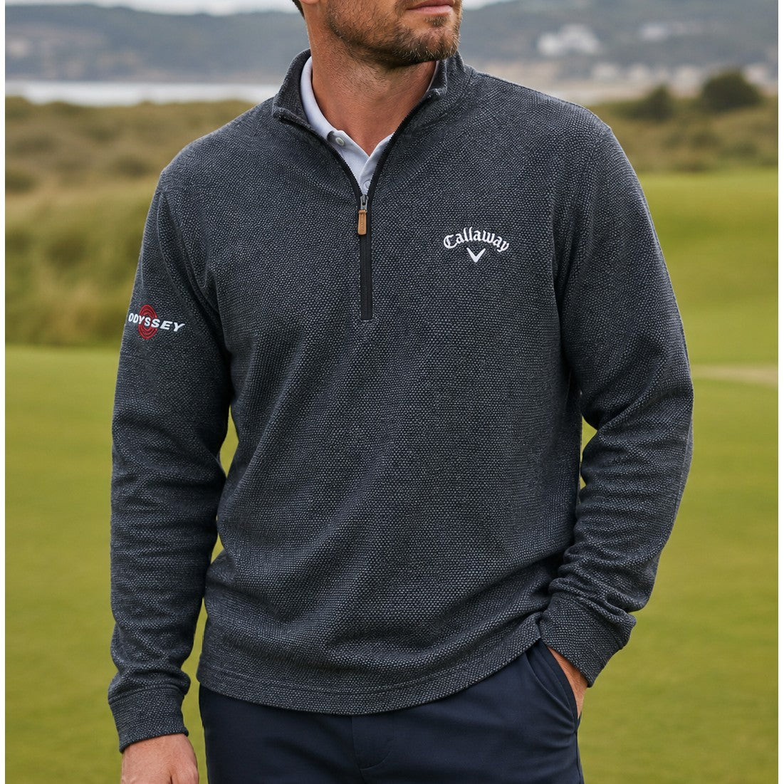 Callaway Quarter Zip Lifestyle Double Top Men's (Charcoal Caviar 002)