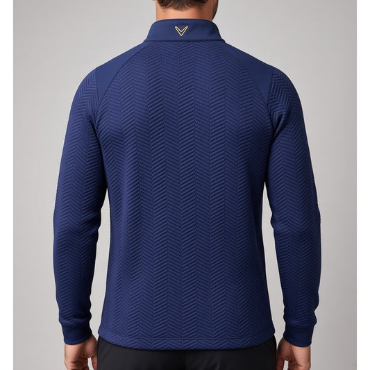 Callaway Quarter Zip Chev Jacquard Top Men's (Peacoat Navy 410)