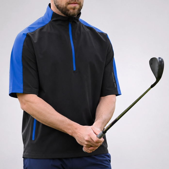 ProQuip Aqualite Pro Half Sleeve Rain Top Men's (Black Magnetic Blue)