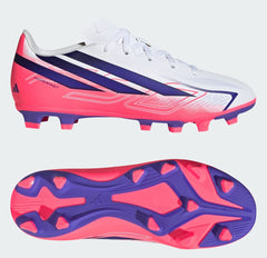 Adidas F50 Hyperfast Club FG Football Boots Junior (White Purple Turbo KK1308)
