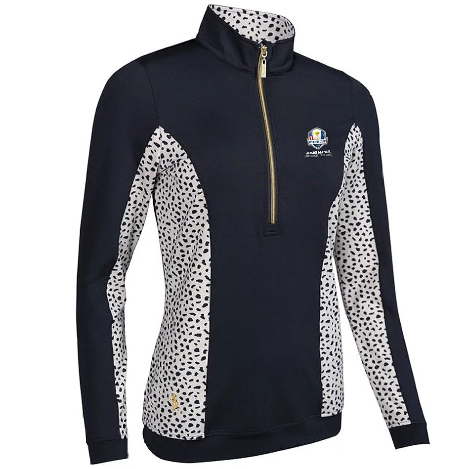 Glenmuir Ryder Cup 2027 Carina Half Zip Top Women's (Black Linen Cheetah)