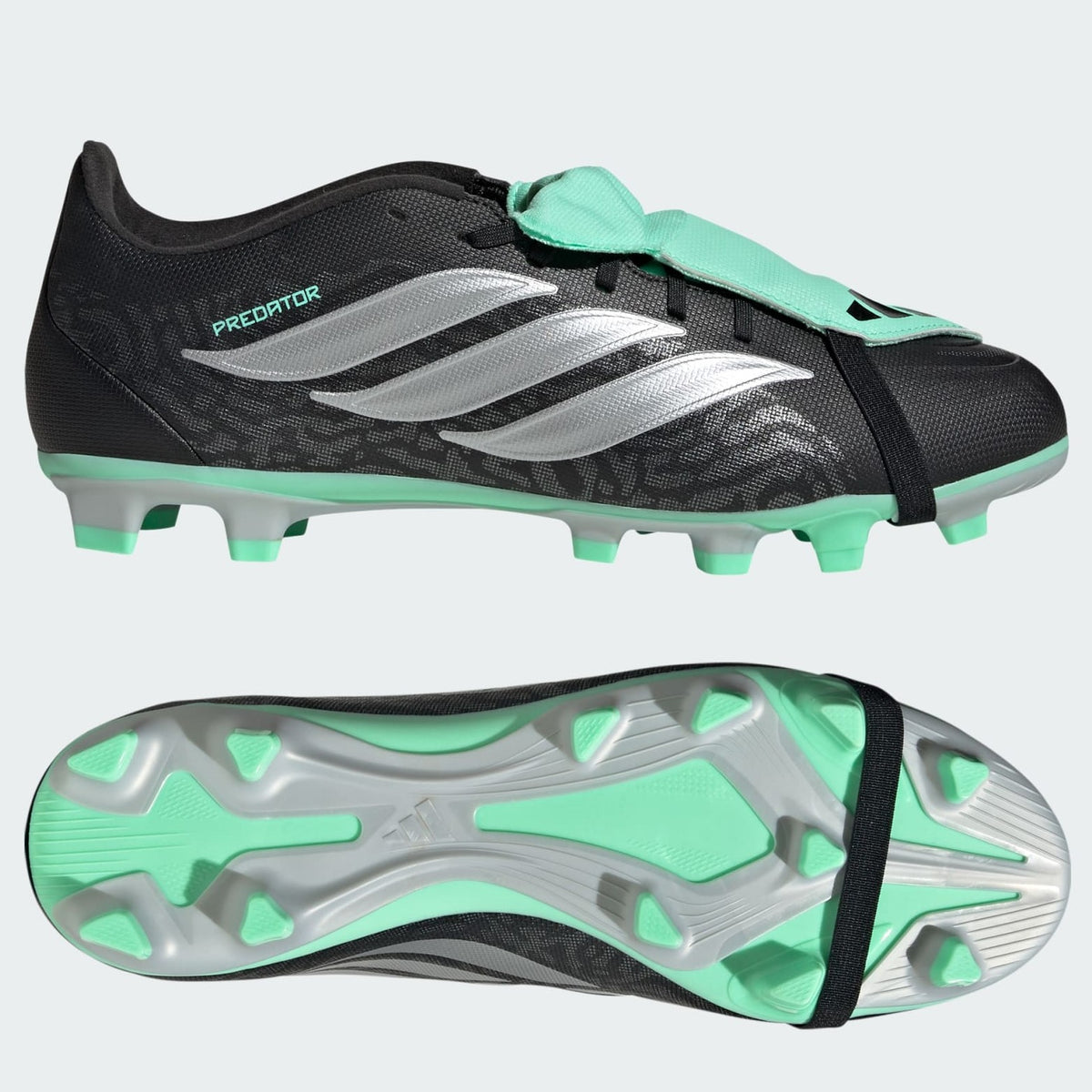 Adidas Predator Club Fold Over Tongue FG Football Boots Men's (Black Green IH2118)