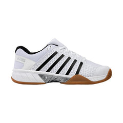 K Swiss Express Light Indoor Court Tennis Shoes Men's (White Black Silver 100)