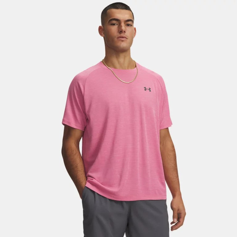 Under Armour Tech Textured T-Shirt Men's (Pink Black 637)