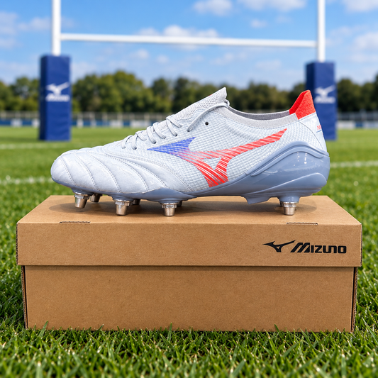 Mizuno Morelia Neo V Elite Soft Ground Rugby Boots Men's (Blue Finch Cornflower Blue 22)