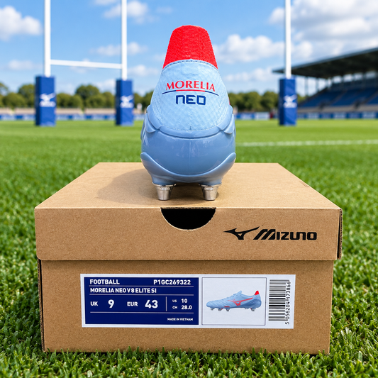 Mizuno Morelia Neo V Elite Soft Ground Rugby Boots Men's (Blue Finch Cornflower Blue 22)