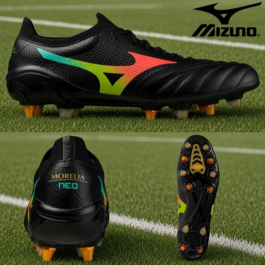 Mizuno Morelia Neo V Elite Mix SG Rugby Boots Men's (Black Orange)
