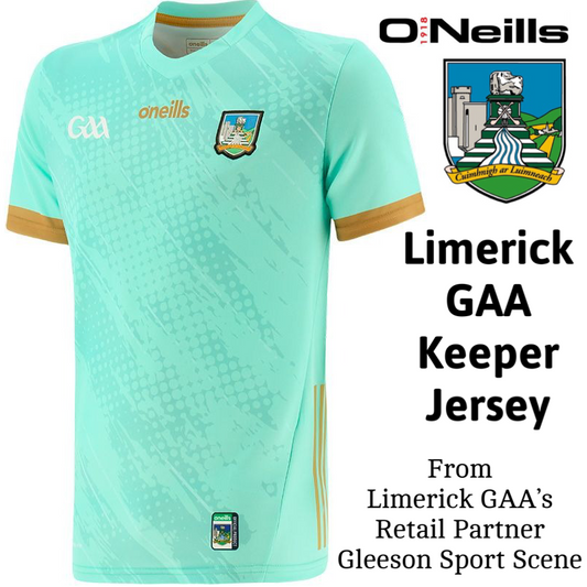 O'Neills Limerick GAA Goal Keeper Jersey 2023 Junior (Mint Shadow Gold)