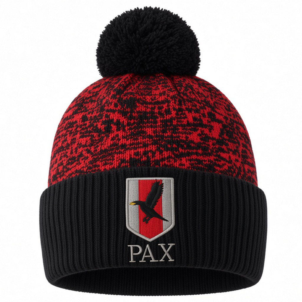 Glenstal Abbey Bobble Hat Unisex (Black Red)