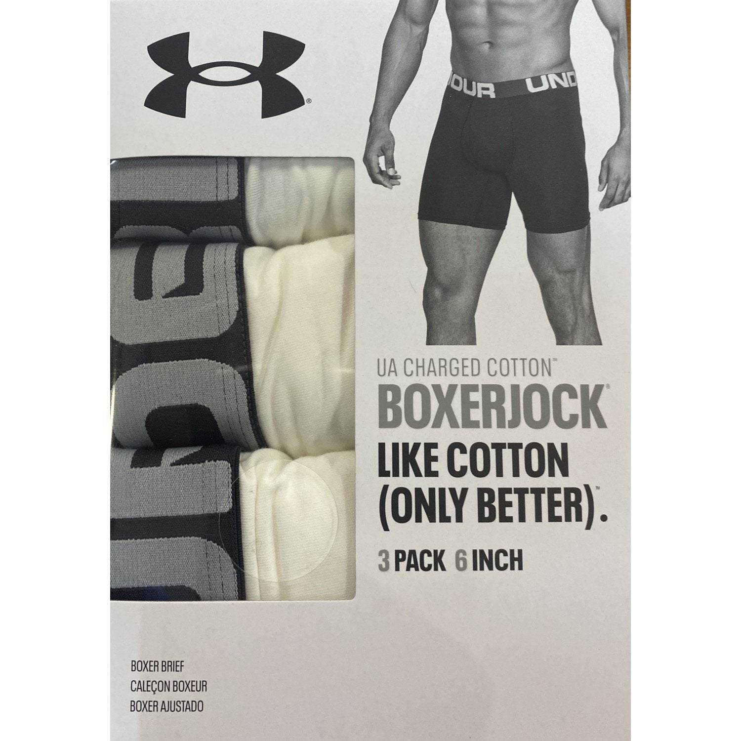 Under Armour Underwear Charged Cotton 6in 3-Pack White - Hockey Store