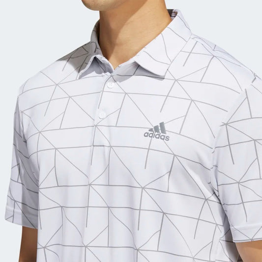Adidas Jaquard Lines Polo Shirt Men's (White Grey)