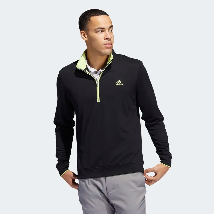 Adidas Golf 1/4 Zip Sweatshirt Mens (Black Lime)