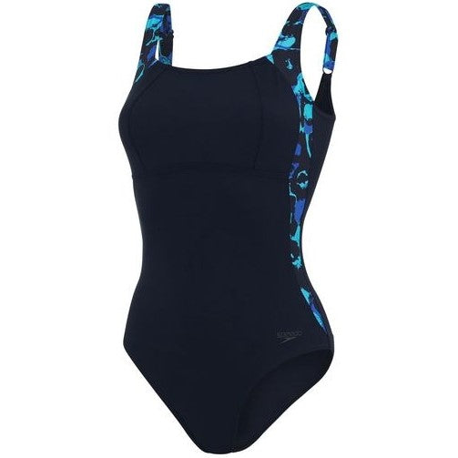 Speedo Lunalustre Printed Shaping Swimsuit Ladies (Black Blue)