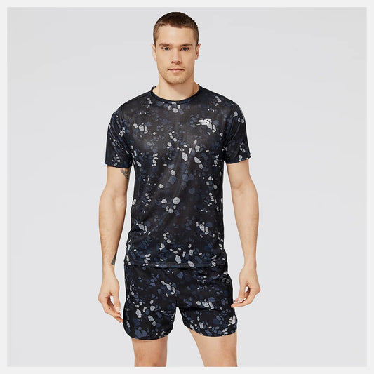 New Balance Printed Impact Run Short Sleeve Men's (Black)