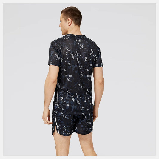 New Balance Printed Impact Run Short Sleeve Men's (Black)