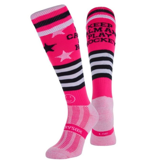 Wacky Sox Keep Calm and Play Hockey Socks Girl's (Pink)