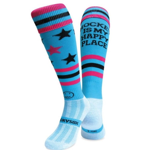Wacky Sox Hockey Is My Happy Place Play Socks Girl's (Blue)