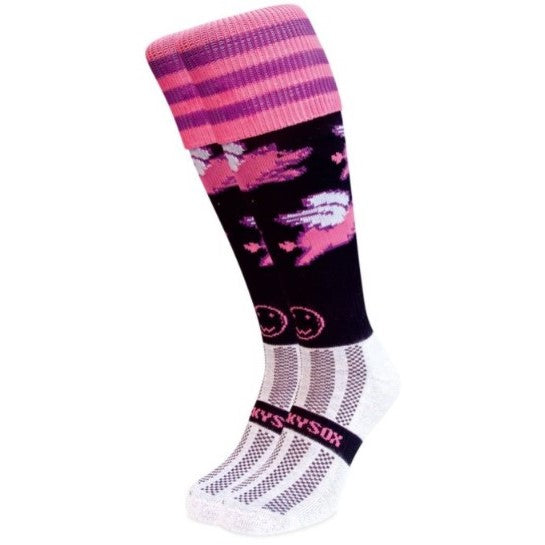 Wacky Sox Pigs Do Fly Hockey Socks Girl's (Black Pink)