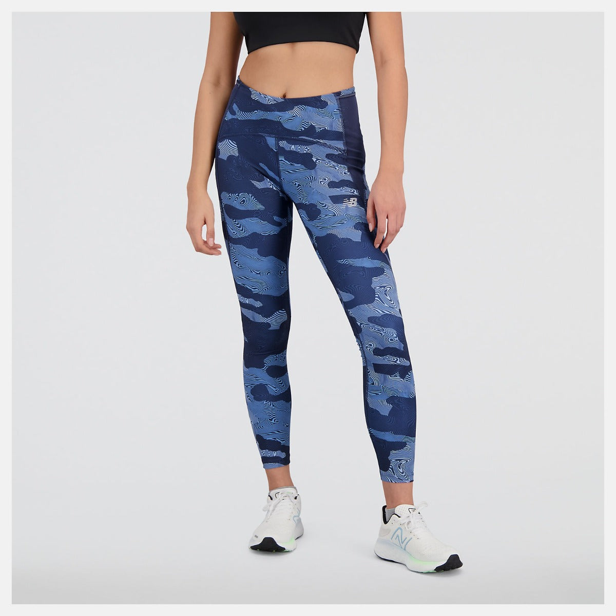 New Balance Printed Impact Run Tights Womens (Blue Haze Heather)