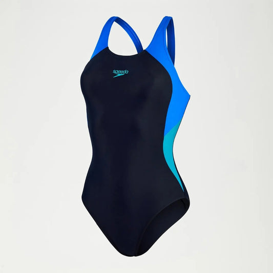 Speedo Colourblock Splice Muscleback Swimsuit Women's (Navy Blue)
