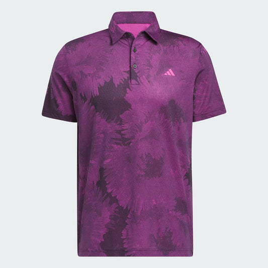 Adidas Golf Flower Mesh Polo Shirt Men's (Black Lucid Fuchsia)