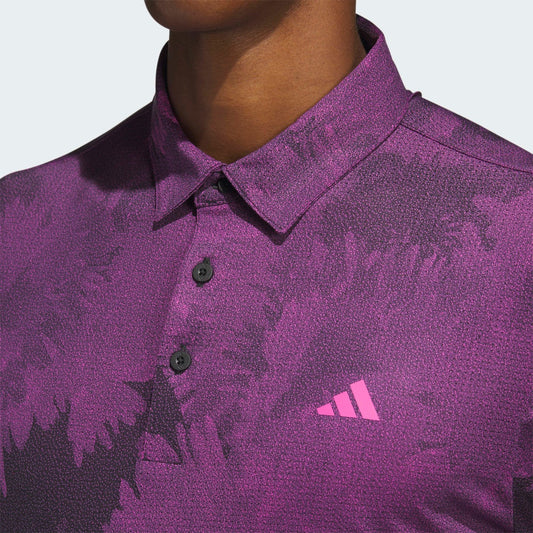 Adidas Golf Flower Mesh Polo Shirt Men's (Black Lucid Fuchsia)